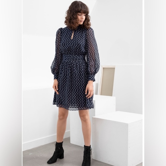 & Other Stories Navy and White Mock Neck‎ Sundress - Size 6 - Picture 1 of 13